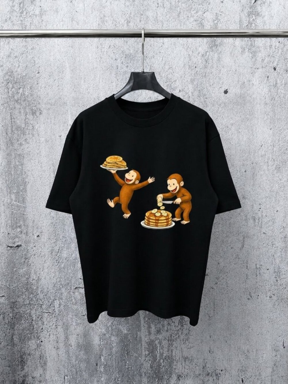 Curious George Peeling a Banana Modern Cartoon with Logo Toddler T-shirt
